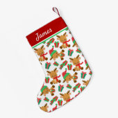 Schattigee moderne kerst rendier gepersonaliseerde kleine kerstsok (Achterkant (Hangend))