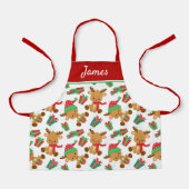 Schattigee moderne kerst rendier gepersonaliseerde schort (Voorkant)
