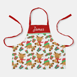 Schattigee moderne kerst rendier gepersonaliseerde schort