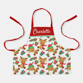 Schattigee moderne kerst rendier gepersonaliseerde schort