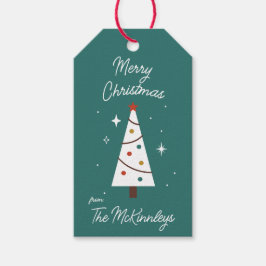 Schattigee moderne kerstboom cadeaulabel