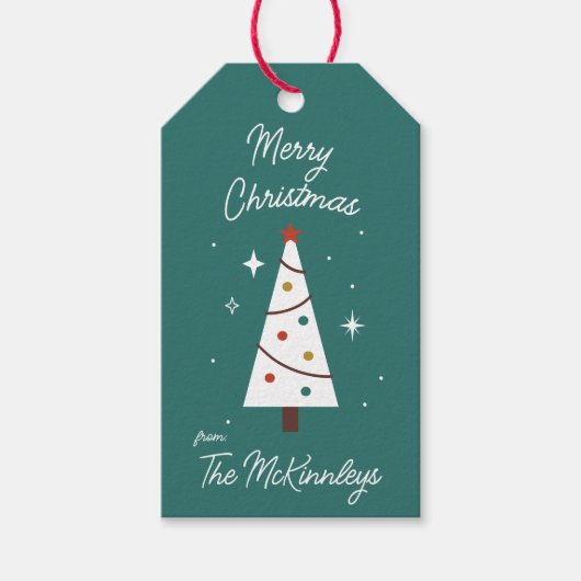Schattigee moderne kerstboom cadeaulabel (Voorkant)