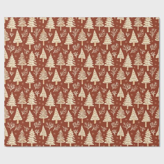 Schattigee moderne kerstboom patroon rood wit cadeaupapier (Vlak)