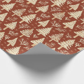 Schattigee moderne kerstboom patroon rood wit cadeaupapier (Hoek)