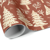 Schattigee moderne kerstboom patroon rood wit cadeaupapier (Rol Hoek)