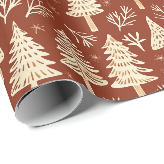 Schattigee moderne kerstboom patroon rood wit cadeaupapier (Rol Hoek)