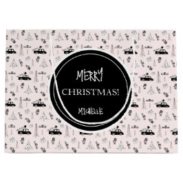 Schattigee moderne kerstmis zwart-wit gepersonalis groot cadeauzakje