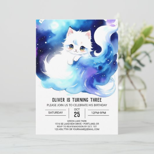 Schattigee Moderne Kitten Verjaardag Kaart (Staand voorkant)