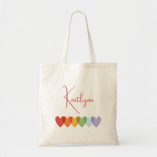Schattigee moderne kleurrijke regenboogharten Kind Tote Bag (Voorkant)