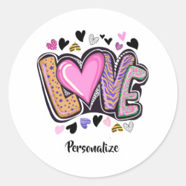 Schattigee moderne kunst - Valentijn's Day Ronde Sticker