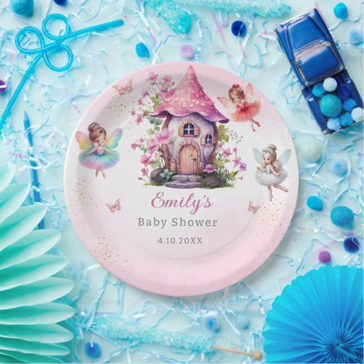 Schattigee moderne magische fee roze bloementuin papieren bordje (Feest)