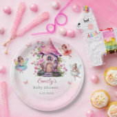 Schattigee moderne magische fee roze bloementuin papieren bordje (Feest)
