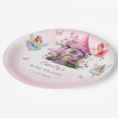 Schattigee moderne magische fee roze bloementuin papieren bordje (Gekanteld)