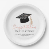 Schattigee moderne meisjesafstudeerfeest papieren bordje (Voorkant)
