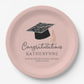 Schattigee moderne meisjesafstudeerfeest roze papieren bordje (Voorkant)
