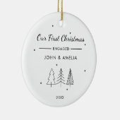 Schattigee moderne minimalistische eerste verloofd keramisch ornament (Rechts)