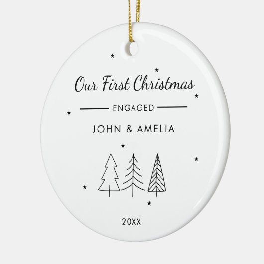 Schattigee moderne minimalistische eerste verloofd keramisch ornament (Links)