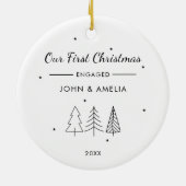 Schattigee moderne minimalistische eerste verloofd keramisch ornament (Achterkant)