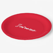 Schattigee moderne minimalistische rood-witte kall papieren bordje (Gekanteld)