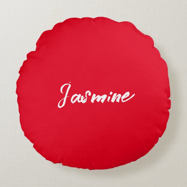 Schattigee moderne minimalistische rood-witte kall rond kussen (Voorkant)