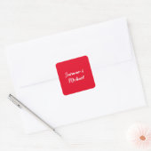 Schattigee moderne minimalistische rood-witte kall vierkante sticker (Envelop)