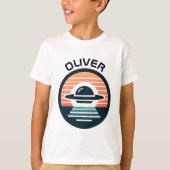 Schattigee moderne minimalistische ufo bij zonsond t-shirt (Voorkant)