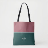 Schattigee moderne monogram naam groen rood elegan tote bag (Voorkant)