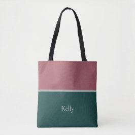 Schattigee moderne monogram naam groen rood elegan tote bag