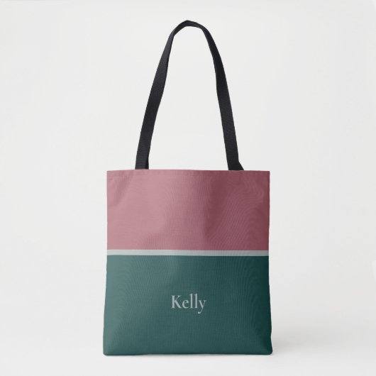 Schattigee moderne monogram naam groen rood elegan tote bag (Voorkant)