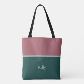 Schattigee moderne monogram naam groen rood elegan tote bag (Achterkant)