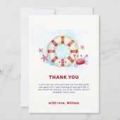 Schattigee moderne nautische krab zeester Baby sho Bedankkaart (Voorkant)