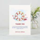 Schattigee moderne nautische krab zeester Baby sho Bedankkaart (Staand voorkant)