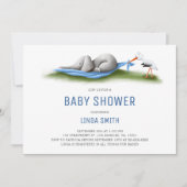 Schattigee moderne olifant baby boy shower kaart (Voorkant)