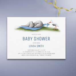 Schattigee moderne olifant baby boy shower kaart