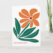 Schattigee moderne Oranje bloem Happy Birthday Kaart (Voorkant)