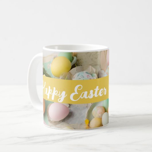 Schattigee moderne paascollage plakboek foto koffiemok (Voorkant links)