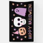 Schattigee Moderne Pastel Schedel Ghost Happy Hall Spandoek (Verticaal)