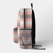 Schattigee Moderne Peach Check Plaid Monogram Init Bedrukte Rugzak (Rechts)