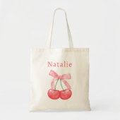 Schattigee moderne Pink Bow Cherry Kinderen Tote Bag (Voorkant)