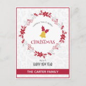 Schattigee moderne Poinsettia rode kerstkrans Feestdagenkaart (Voorkant)