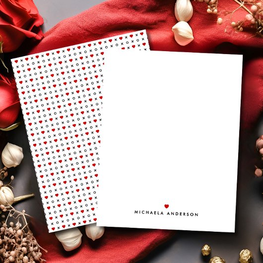 Schattigee moderne rode harten & XO's aangepaste n Notitiekaartje