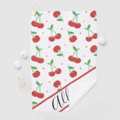 Schattigee moderne rode kersen Elegant Monogrammed Golfhanddoek (Insitu)