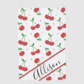 Schattigee moderne rode kersen Elegant Monogrammed Golfhanddoek (Voorkant)