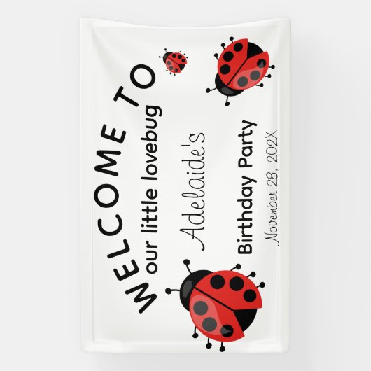 Schattigee moderne rode lovebug Welkom op de verja Spandoek (Verticaal)