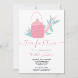 Schattigee moderne roze bloementhee voor twee baby kaart