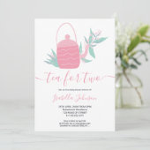 Schattigee moderne roze bloementhee voor twee baby kaart (Staand voorkant)