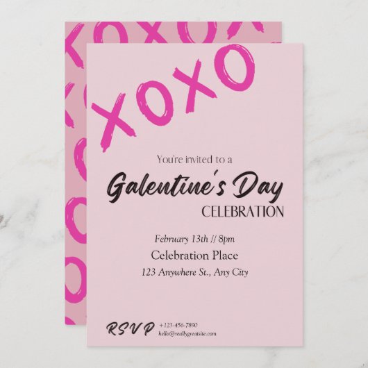 Schattigee moderne roze Galentine's Day Party Kaar Feestdagenkaart (Voorkant / Achterkant)