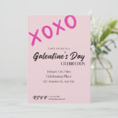 Schattigee moderne roze Galentine's Day Party Kaar Feestdagenkaart (Staand voorkant)