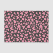 Schattigee moderne roze liefdesharten op zwarte ac tissuepapier (Voorkant)