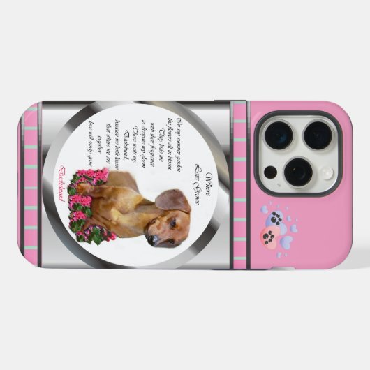 Schattigee moderne roze teckel hondenkunst iPhone hoesje (Achterkant horizontaal)